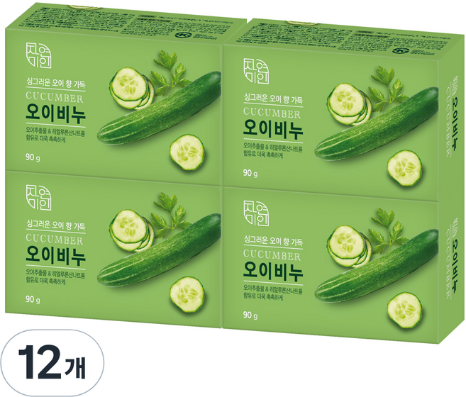 자연미인 오이비누 오이향, 90g, 12개