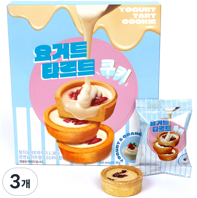 요거트 타르트 쿠키, 3개, 90g