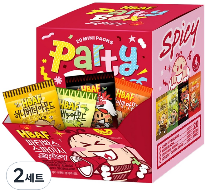 HBAF 派對盒 辣味杏仁 4種 x 5包 組合 400g, 2套
