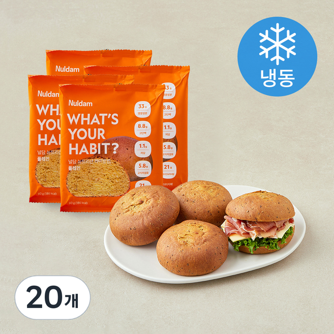 널담 뉴트리션 라이트번 플레인 (냉동), 60g, 20개, 1개입