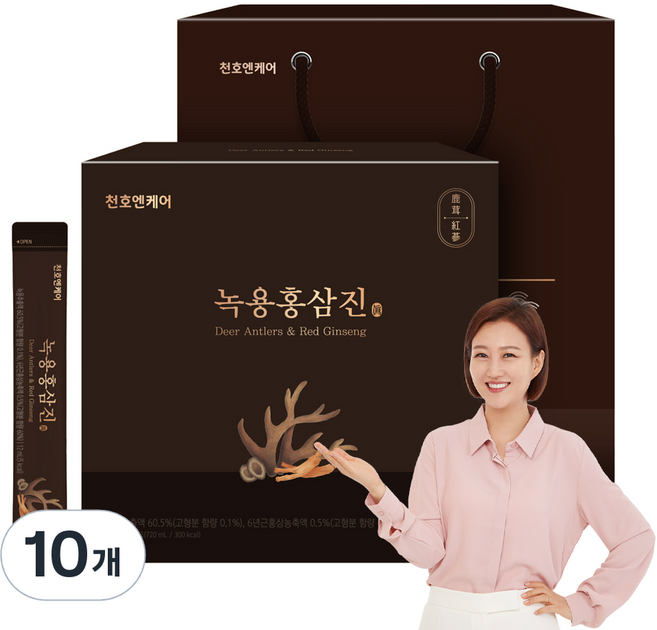천호엔케어 녹용홍삼진 스틱 선물세트 60p + 쇼핑백, 720ml, 10개
