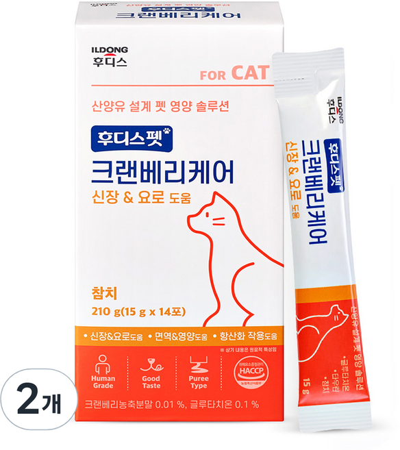 후디스펫 고양이 크랜베리케어 영양제, 210g, 신장, 2개