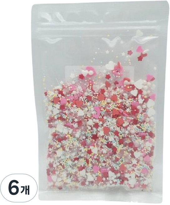 이홈베이킹 발렌타인 믹스 스프링클, 100g, 6개
