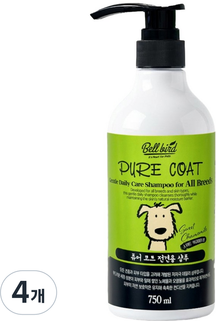 벨버드 퓨어코트 전견용 샴푸, 750ml, 1개입, 4개