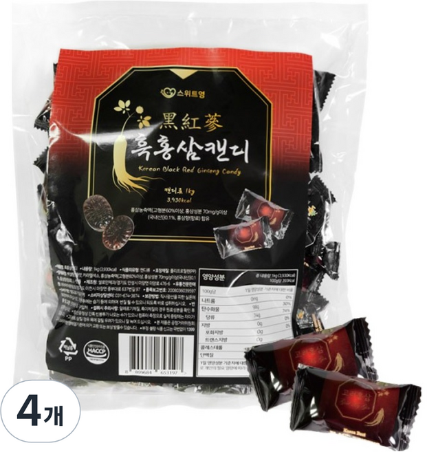 스위트영 흑홍삼 캔디, 1kg, 4개