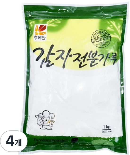 tureban 馬鈴薯澱粉粉, 1kg, 4個