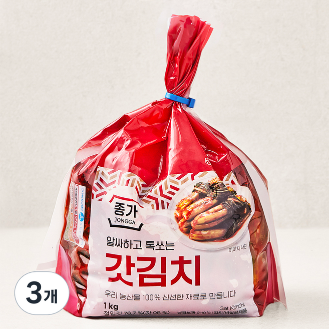 종가 알싸하고 톡쏘는 갓김치, 1kg, 3개