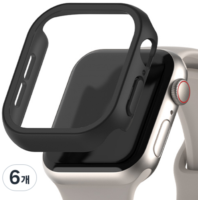 신지모루 풀커버 일체형 SF코팅 강화유리 액정보호 케이스, 블랙, 6개