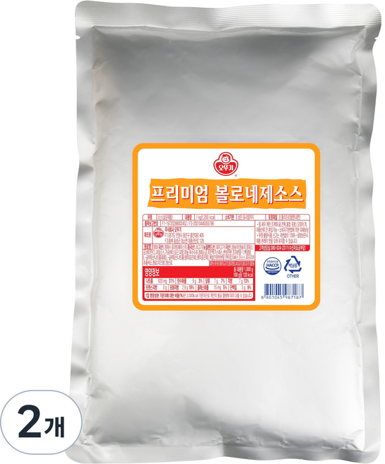 오뚜기 프리미엄 볼로네제 소스, 1kg, 2개