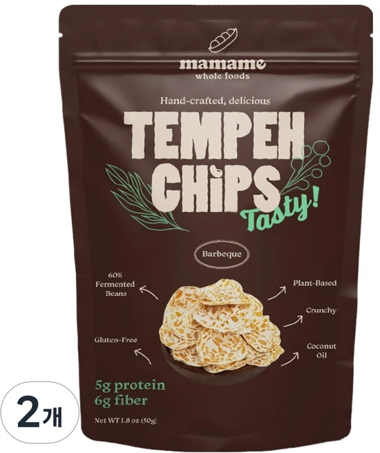 마마메 템페 칩스 바베큐, 50g, 2개 - 쿠팡
