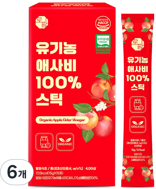 로팜 유기농 애사비 15p, 6개, 225g