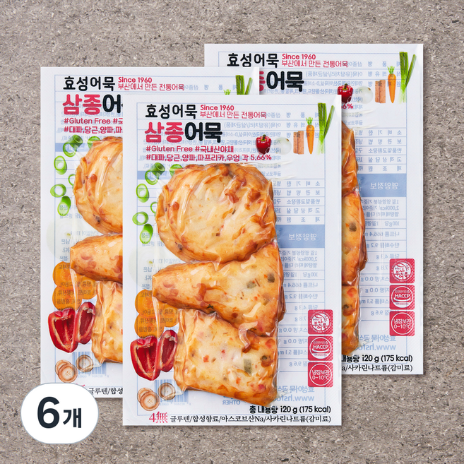 효성어묵 삼종어묵, 120g, 6개