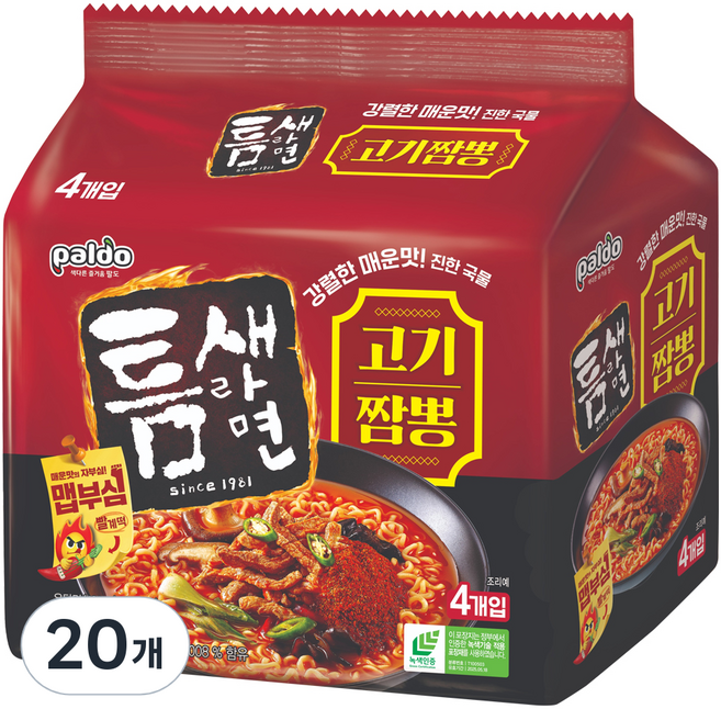 틈새라면 고기짬뽕 120g, 20개