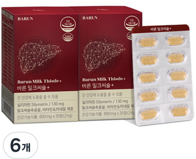 건강한약속바른 밀크씨슬 30p, 6개, 24g