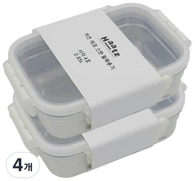 Haatz Deco 不鏽鋼密封容器組, 4個, 0.85L