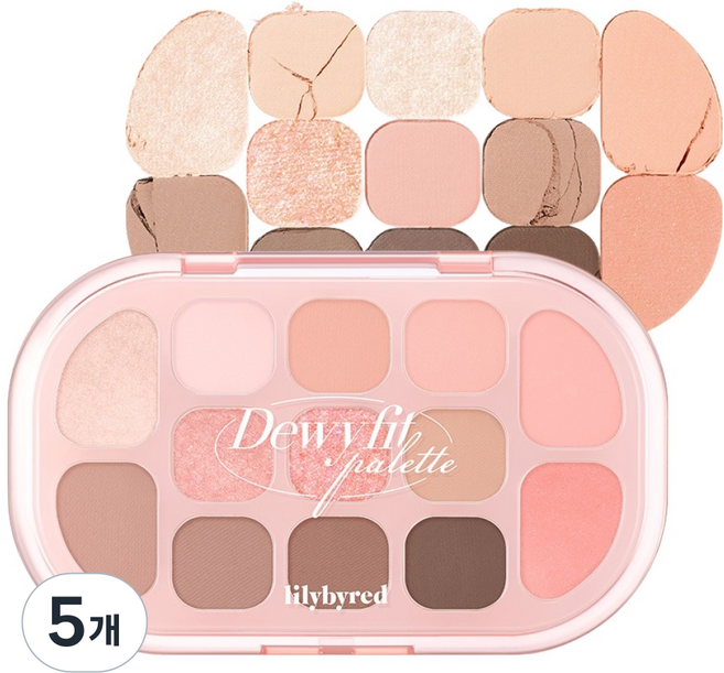 lilybyred Dewy Fit 眼影盤, 5個, 01 蜜桃奶油