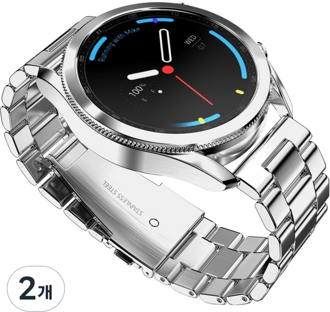 구스페리 메탈 스틸 밴드 스트랩, 실버, 2개