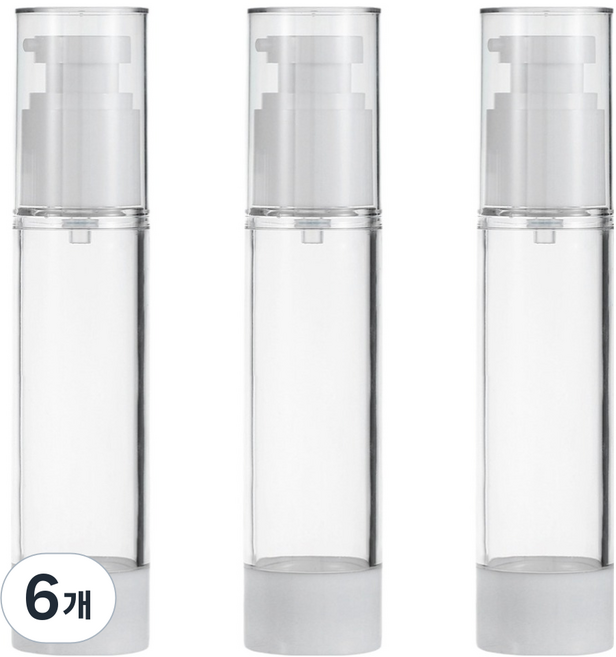 27리빙 휴대용 진공 소분 여행용 공병 펌핑 용기 100ml, 6개, 화이트 + 투명