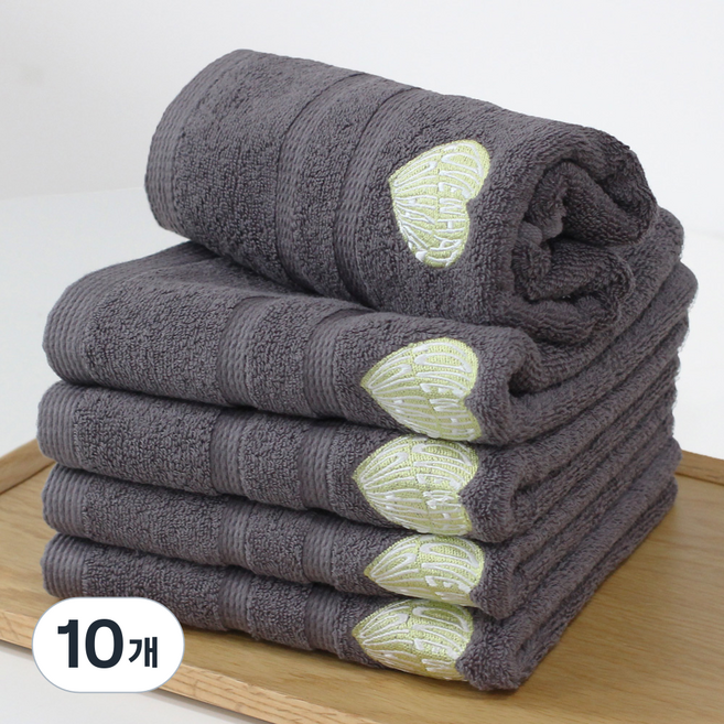 SOFT TOUCH 純棉愛心刺繡 Kitsch 毛巾 160g 棉紗, 10個, 灰色