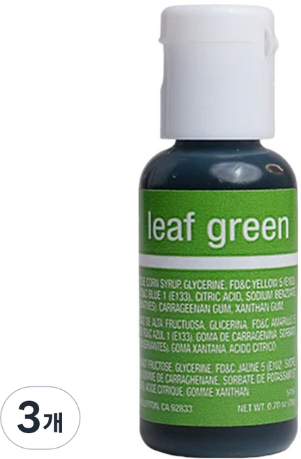 셰프마스터 리쿠아젤 수용성 식용색소 리프그린, 20g, 3개