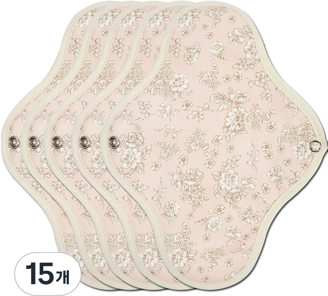 위즐리 면생리대 핑크플라워, 중형, 1개입, 15개
