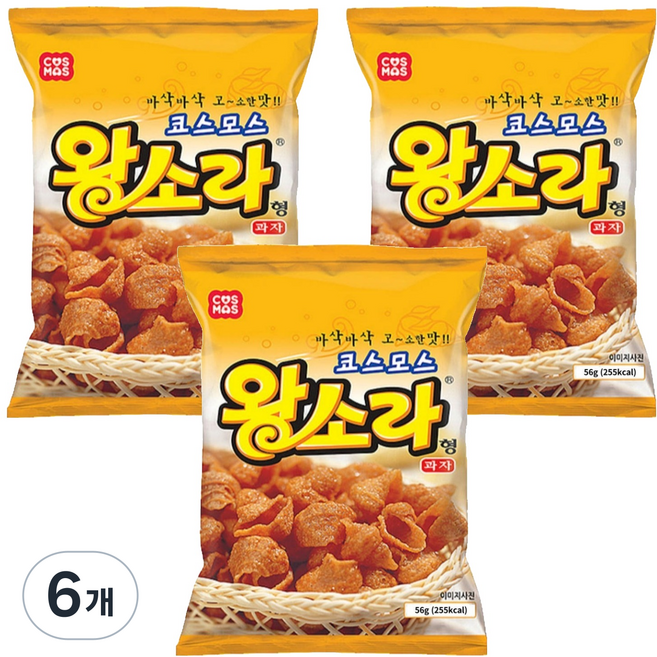 코스모스제과 왕소라 과자, 56g, 6개