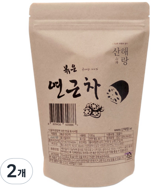 산해랑 수제 볶은 연근차, 100g, 1개입, 2개