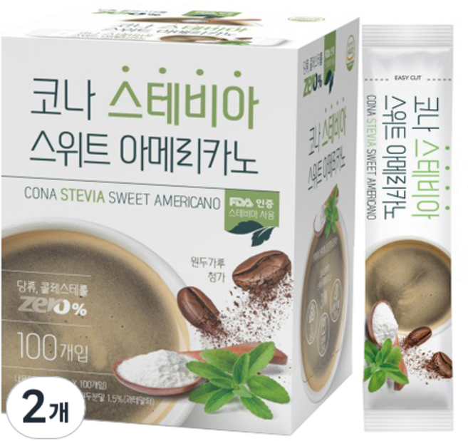 CONA 스테비아 스위트 아메리카노 커피믹스, 2g, 100개입, 2개