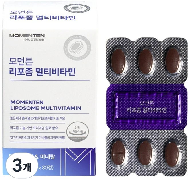 모먼튼 리포좀 멀티비타민 미네랄 33g, 3개, 30정 - 쿠팡