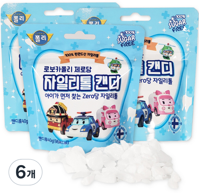 로보카폴리 제로당 캔디, 40g, 자일리톨, 6개
