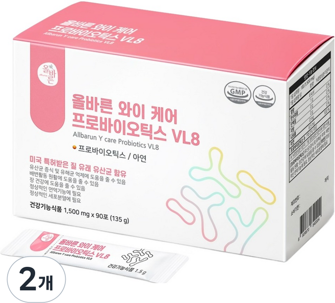 올바른건강식품 와이 케어 프로바이오틱스 질 유래 유산균 VL8, 90회분, 2개