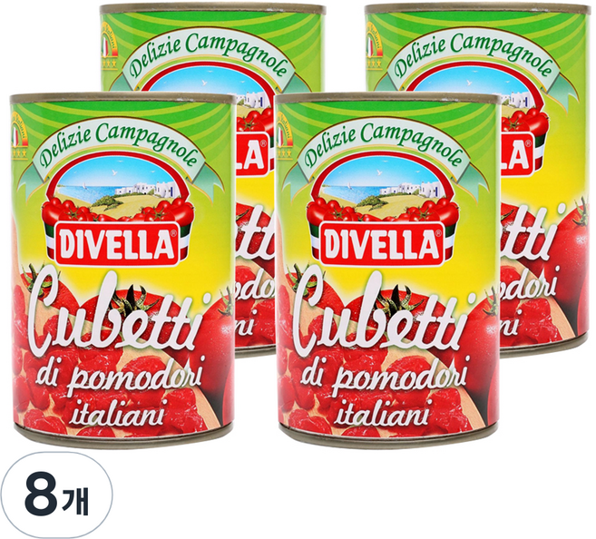 디벨라 꾸베띠 토마토 통조림 다이스, 8개, 400g