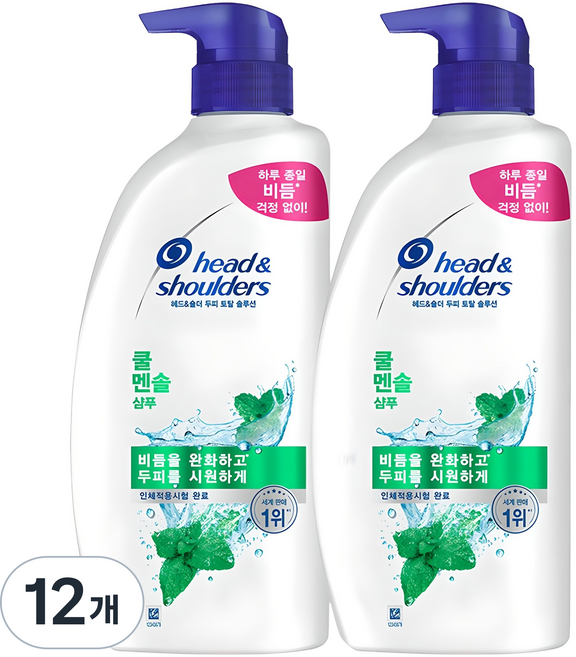 head&shoulders 海倫仙度絲 頭皮全效解決方案 酷涼薄荷洗髮精, 850ml, 12個