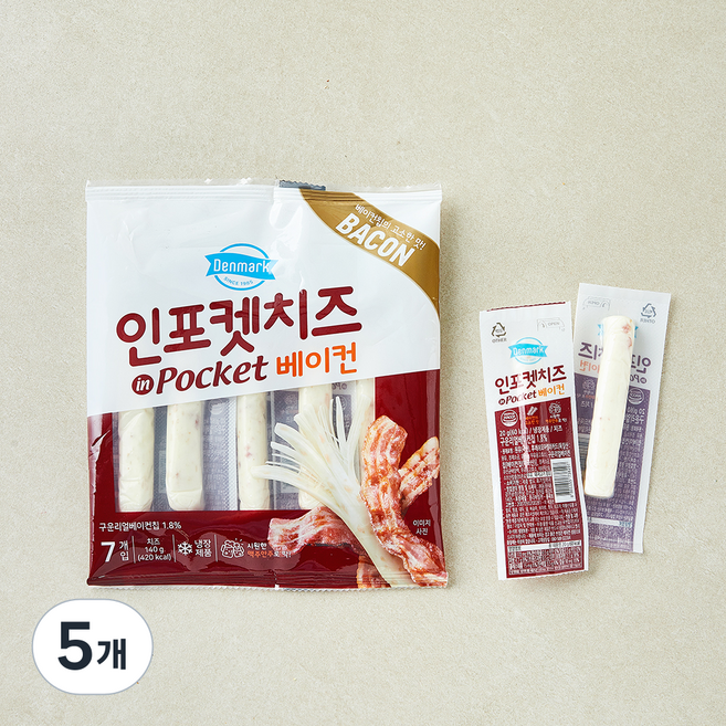 덴마크 동원 인포켓 스트링치즈 베이컨, 20g, 5개, 7개입