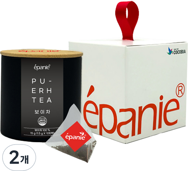 에빠니 보이차 지관 티백 + 선물상자 세트, 1.5g, 2개, 10개입