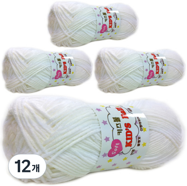 행복뜨기 키즈볼 코튼 뜨개실, 631 화이트, 12개