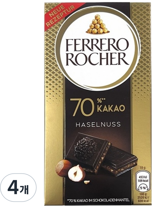 페레로로쉐 초콜릿바 헤이즐넛, 90g, 4개