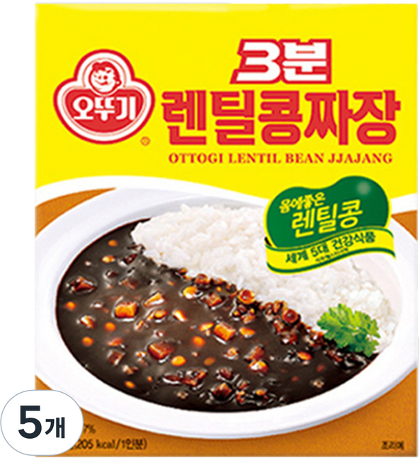 오뚜기3분 렌틸콩짜장, 200g, 5개