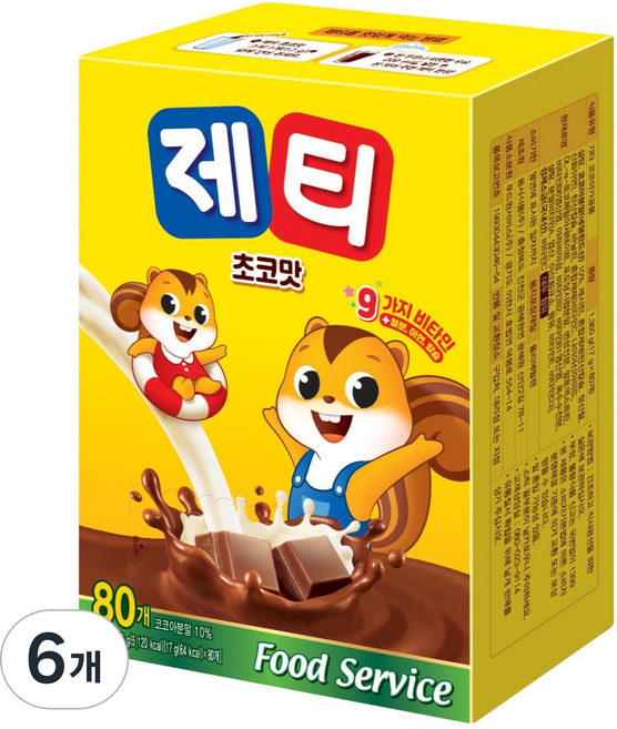 제티 초코맛 코코아분말, 17g, 80개입, 6개