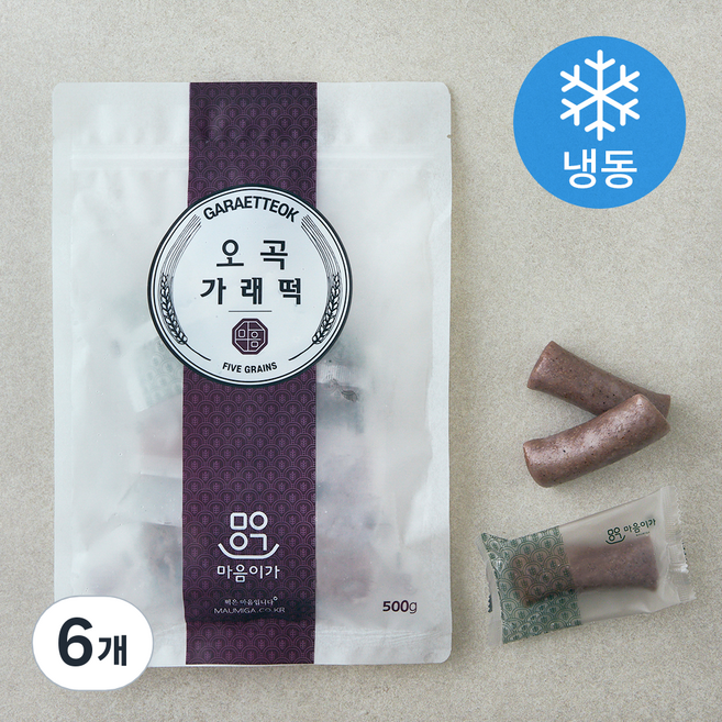 착한마을마음이가 오곡가래떡 (냉동), 500g, 1개입, 6개