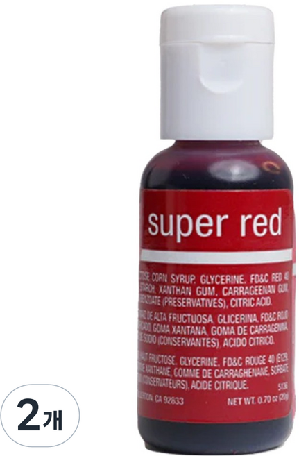 셰프마스터 리쿠아젤 식용색소 슈퍼레드, 20g, 2개