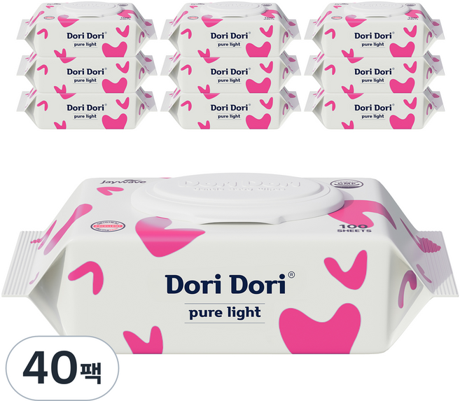 도리도리 퓨어라이트 아기물티슈 캡형, 40세트, 100매, 35g