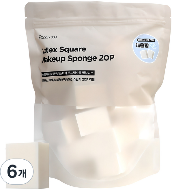 피카소 라텍스 스퀘어 스펀지 리필 20p, 6개