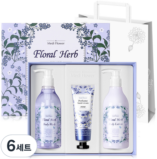 메디플라워 플로랄 허브 바디케어 세트 + 쇼핑백, 6세트