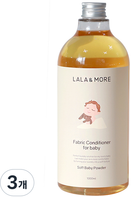 라라앤모어 유아용 섬유유연제 베이비파우더향, 1L, 3개