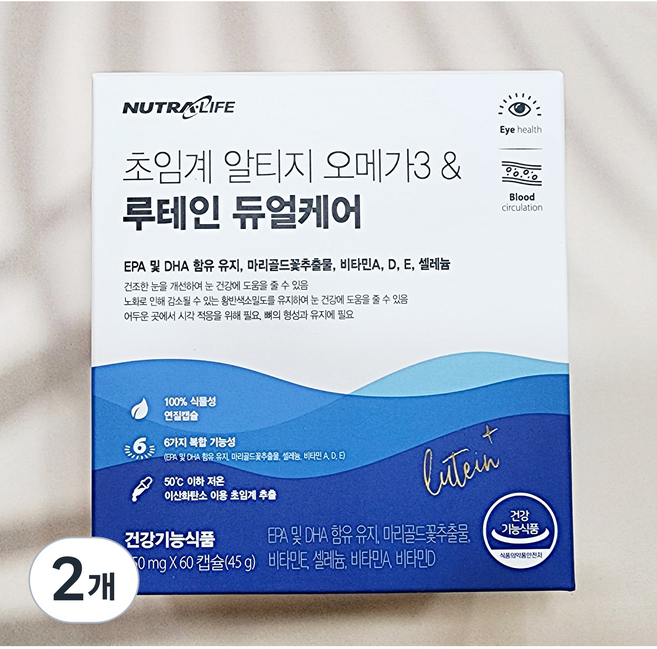 뉴트라라이프 초임계 알티지 오메가3 & 루테인 듀얼케어 1개월분 45g, 2개, 60정