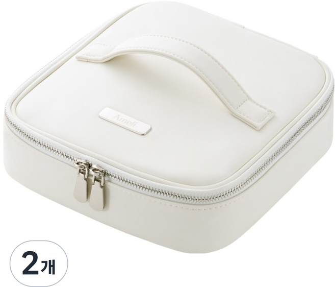 아멜리 트립 파우더룸 파우치, 2개, 화이트 아이보리