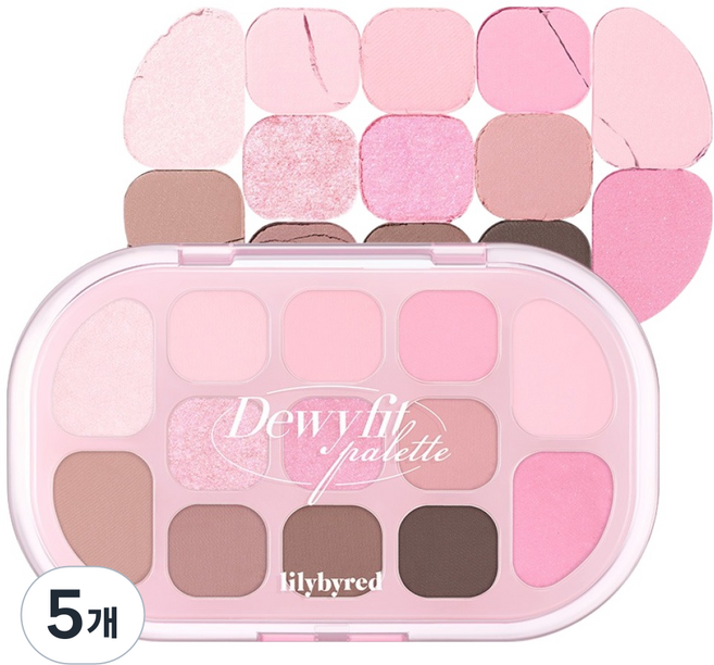 lilybyred Dewy Fit 眼影盤, 5個, 02 粉紅奶茶