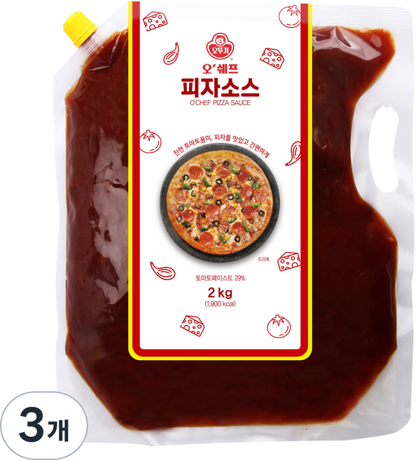 오뚜기 오쉐프 피자소스, 3개, 2kg