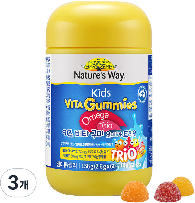 네이처스웨이 키즈 비타구미 오메가트리오 60p, 60정, 3개